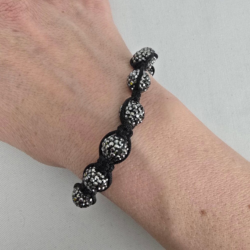 Tresor Paris Crystal Shamballa Bracelet Black Adjustable